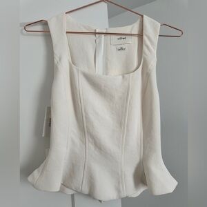 *NWT* Aritzia Wilfred Light Birch Crepe Peplum Top XXS